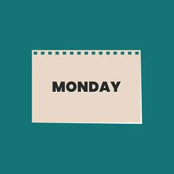 Monday Typography text on calendar background Stock Illustration