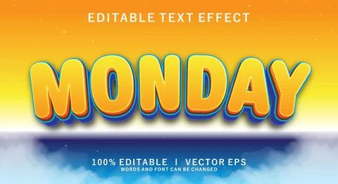 Monday vector text effect with modern style design Stock Illustration