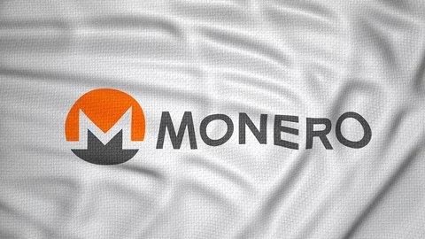 Monero cryptocurrency logo white flag waving animation video Stock-Footage 83461254