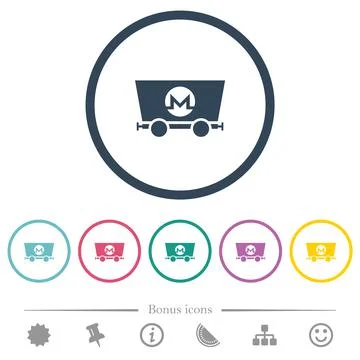 Monero cryptocurrency mining flat color icons in round outlines Stock-Illustration