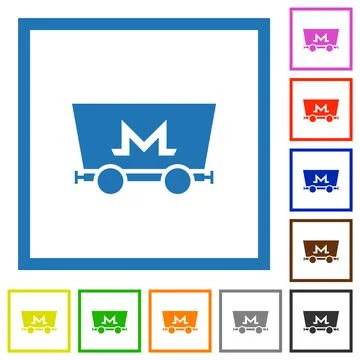 Monero cryptocurrency mining flat framed icons Stock-Illustration