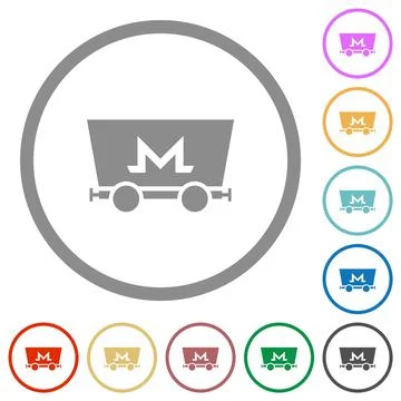 Monero cryptocurrency mining flat icons with outlines Stock-Illustration