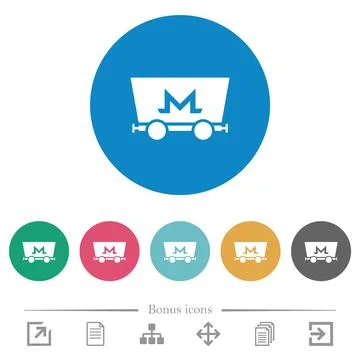 Monero cryptocurrency mining flat round icons Stock-Illustration