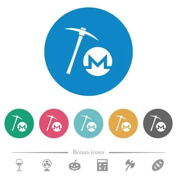 Monero cryptocurrency mining flat round icons Stock-Illustration