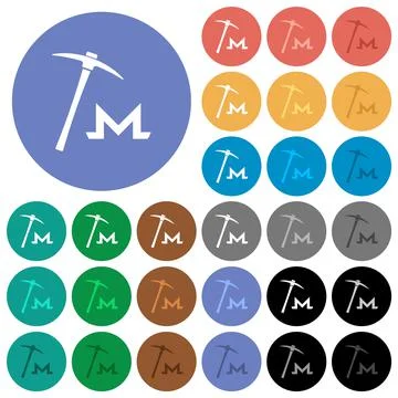 Monero cryptocurrency mining round flat multi colored icons Stock-Illustration