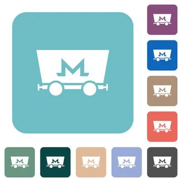Monero cryptocurrency mining rounded square flat icons Stock-Illustration