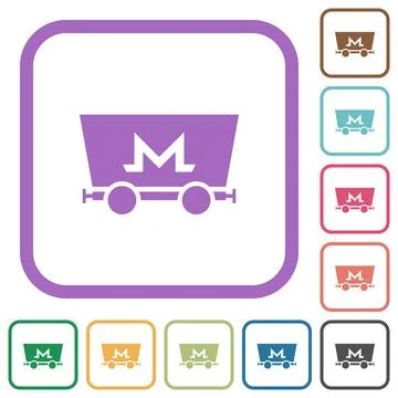 Monero cryptocurrency mining simple icons Stock-Illustration