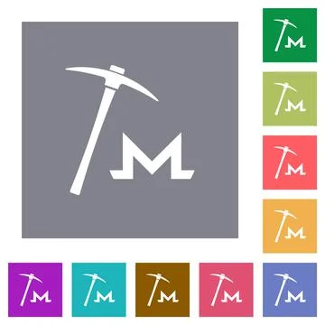 Monero cryptocurrency mining square flat icons Stock-Illustration