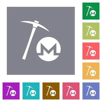 Monero cryptocurrency mining square flat icons Stock-Illustration