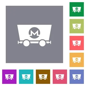 Monero cryptocurrency mining square flat icons Stock-Illustration