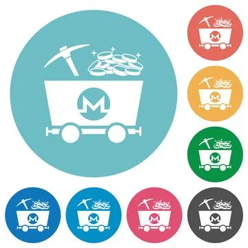 Monero cryptocurrency mining with treasure flat round icons Stock-Illustration