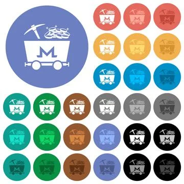 Monero cryptocurrency mining with treasure round flat multi colored icons Stock-Illustration