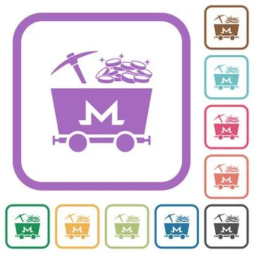 Monero cryptocurrency mining with treasure simple icons Stock-Illustration