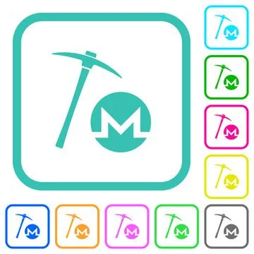 Monero cryptocurrency mining vivid colored flat icons Stock-Illustration