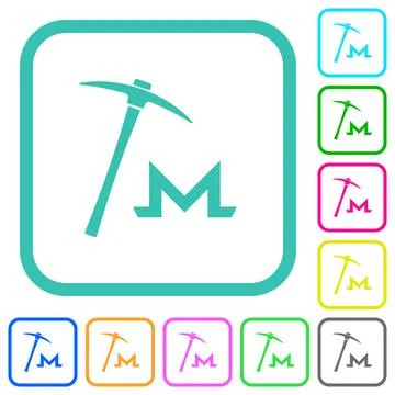 Monero cryptocurrency mining vivid colored flat icons Stock-Illustration