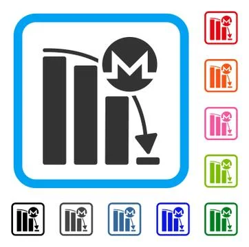 Monero Falling Acceleration Chart Framed Icon Stockillustratie