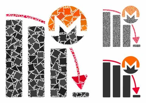 Monero falling acceleration chart Mosaic Icon of Raggy Parts Stock Illustration