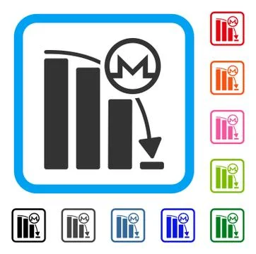 Monero Falling Acceleration Graph Framed Icon 스톡 일러스트