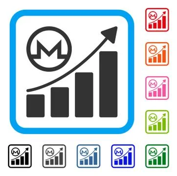 Monero Growing Graph Framed Icon 스톡 일러스트