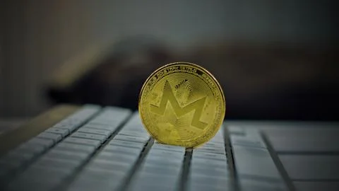 Monero on the keyboard Stock Photos