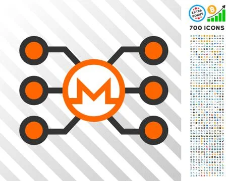Monero Masternode Network Flat Icon with Bonus Illustrazione stock