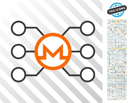 Monero Node Links Flat Icon with Bonus Illustrazione stock