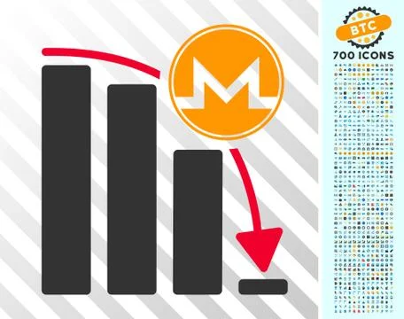 Monero Panic Fall Chart Flat Icon with Bonus Stock Illustration
