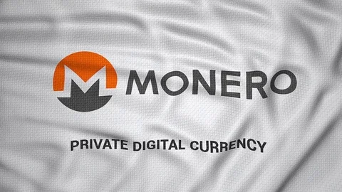 Monero Private Digital Currency on flag waving animation Vidéo 83461285