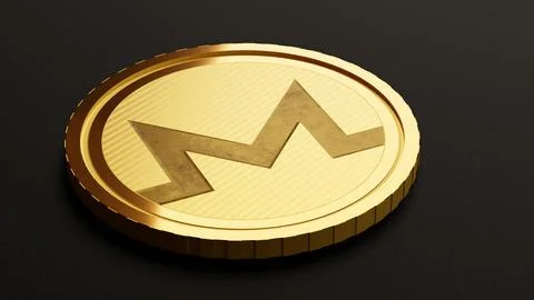 Monero XMR crypto coin in shape of golden metal coin Ilustración de archivo