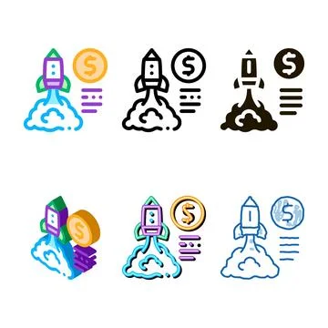 Monetary comet flight icon multistyle vector outline Stock Illustration