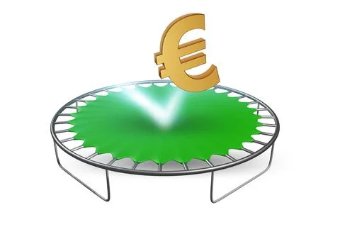Monetary concept with currency bouncing off the trampoline Stock Illustration