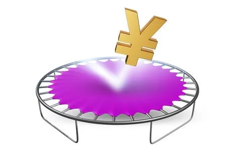 Monetary concept with currency bouncing off the trampoline Stock Illustration