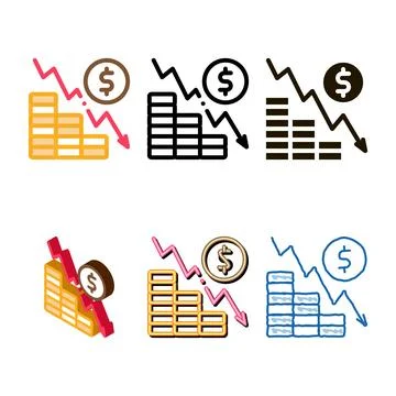 Monetary decline icon vector outline pack Stock Illustration