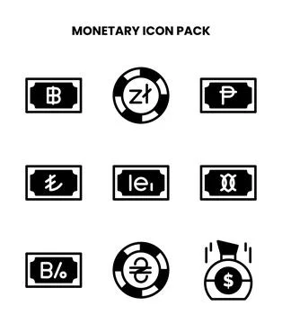 Monetary DuoTone Scalable Icons Pack Stock Illustration