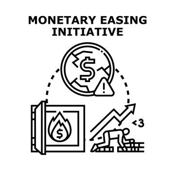 Monetary easing initiative impacting economic stability and growth Stock Illustration