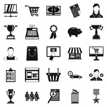 Monetary expenses icons set, simple style Stock Illustration