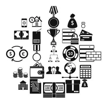 Monetary expenses icons set, simple style Illustrazione stock