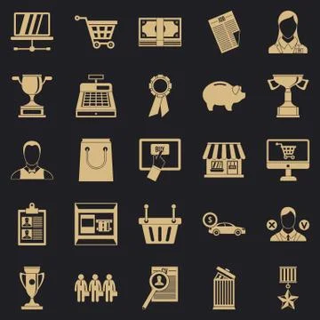 Monetary expenses icons set, simple style Illustrazione stock
