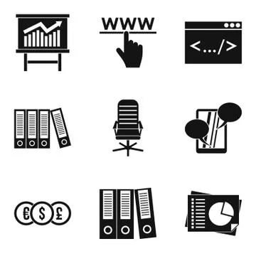 Monetary firm icons set, simple style Stock Illustration