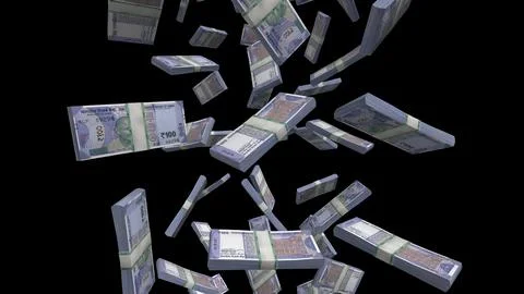 Monetary Indian Rupee Rain: Rs 100 Banknotes Falling Stock Illustration