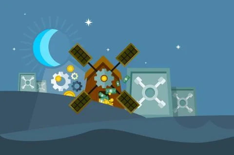 Monetary Mill Safe Design Flat Stock Illustration