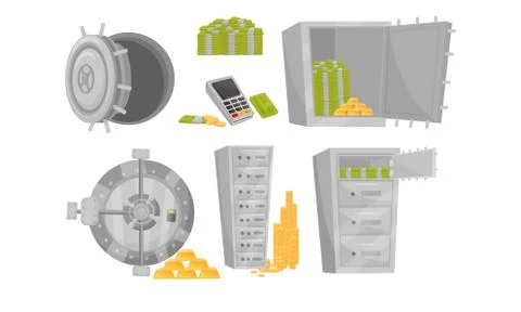Monetary Objects Vector Set. Money Storage Concept. イラスト素材