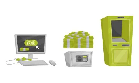 Monetary Objects Vector Set. Money Storage Concept イラスト素材