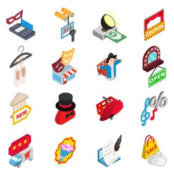 Monetary performance icons set, isometric style Stock Illustration