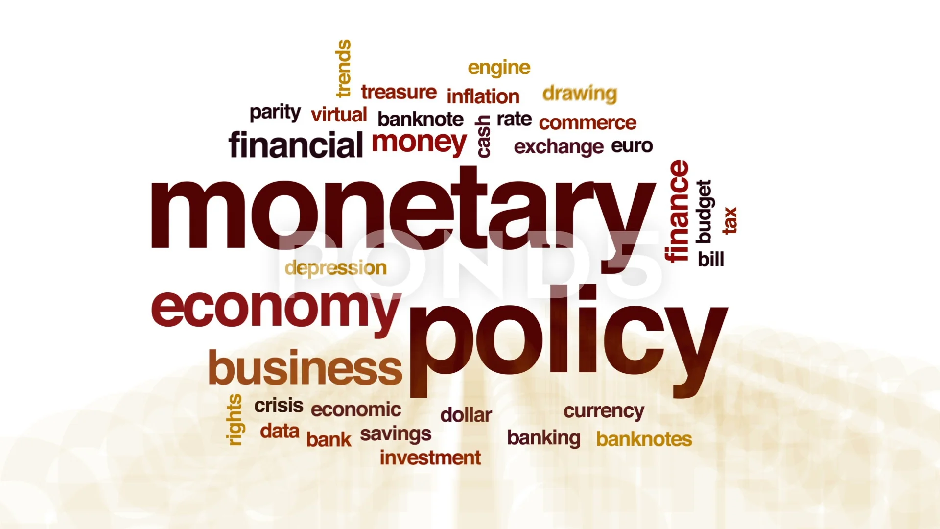 Monetary policy animated word cloud, tex... | Stock Video | Pond5