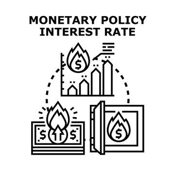 Monetary policy impacting interest rate and economic stability Stock Illustration