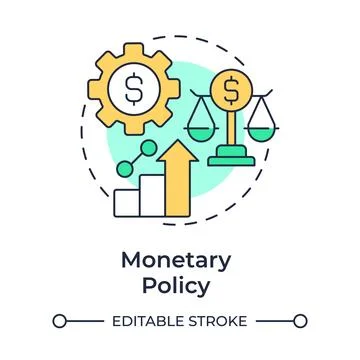 Monetary policy multi color concept icon Stock Illustration