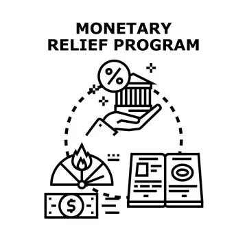 Monetary relief program providing financial economic support 库存插图
