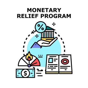 Monetary relief program providing financial economic support Stock Illustration