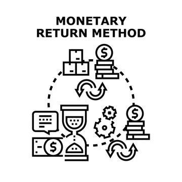 Monetary return method calculating financial cycle investment Stock Illustration